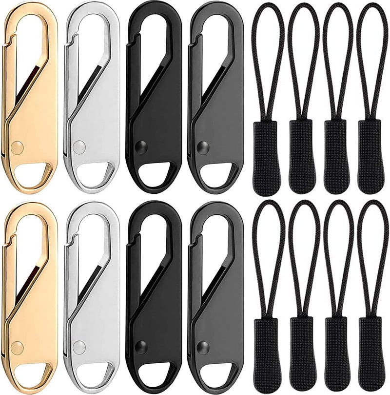 FENGWANGLI Zipper Pull Replacement, 16 Pieces Detachable Zipper Pull Tabs with Extender Cord for Luggage Clothing Jackets Backpacks Boots Purse Coat - Image 1